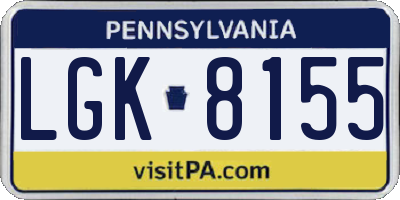 PA license plate LGK8155