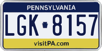 PA license plate LGK8157
