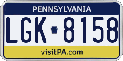 PA license plate LGK8158