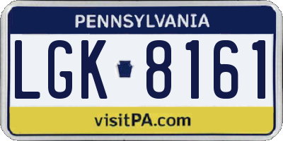 PA license plate LGK8161