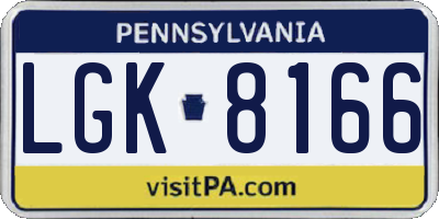 PA license plate LGK8166