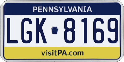 PA license plate LGK8169