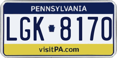 PA license plate LGK8170