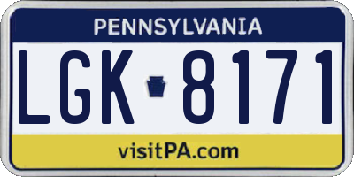 PA license plate LGK8171