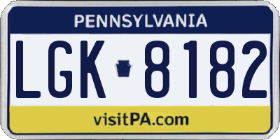 PA license plate LGK8182