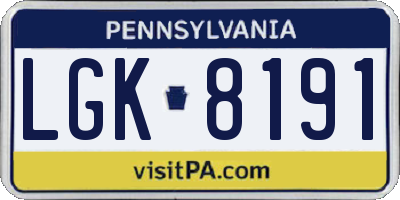 PA license plate LGK8191
