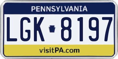 PA license plate LGK8197