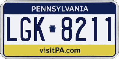 PA license plate LGK8211