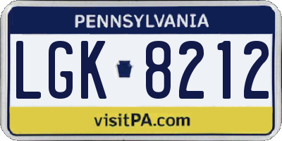 PA license plate LGK8212