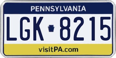 PA license plate LGK8215
