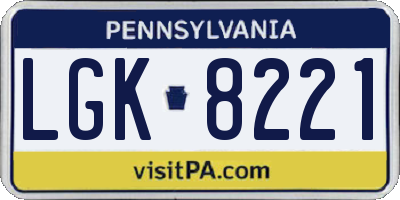 PA license plate LGK8221