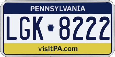 PA license plate LGK8222