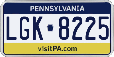 PA license plate LGK8225