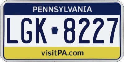 PA license plate LGK8227