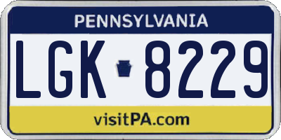 PA license plate LGK8229