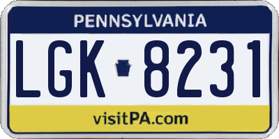 PA license plate LGK8231