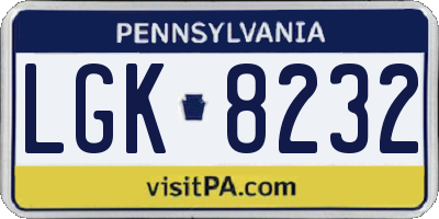 PA license plate LGK8232