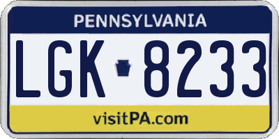 PA license plate LGK8233