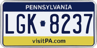 PA license plate LGK8237