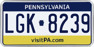 PA license plate LGK8239