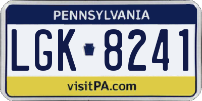 PA license plate LGK8241