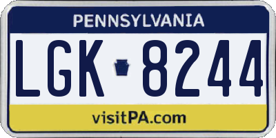 PA license plate LGK8244