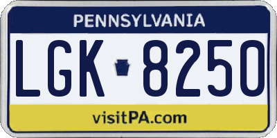 PA license plate LGK8250
