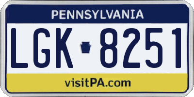 PA license plate LGK8251