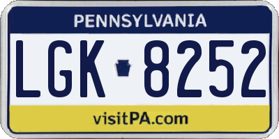 PA license plate LGK8252