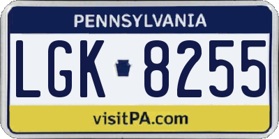 PA license plate LGK8255