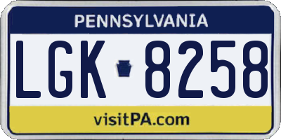 PA license plate LGK8258