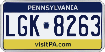 PA license plate LGK8263