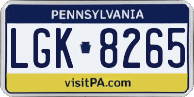 PA license plate LGK8265