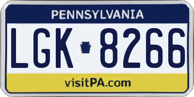 PA license plate LGK8266