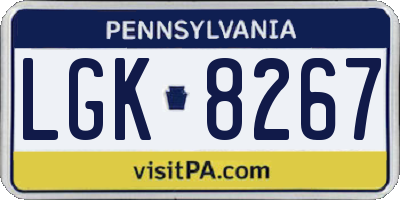 PA license plate LGK8267