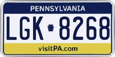 PA license plate LGK8268