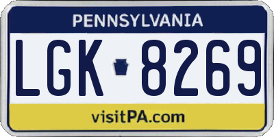 PA license plate LGK8269