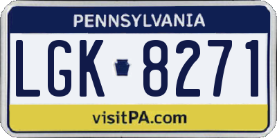 PA license plate LGK8271