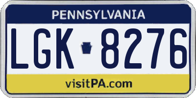 PA license plate LGK8276