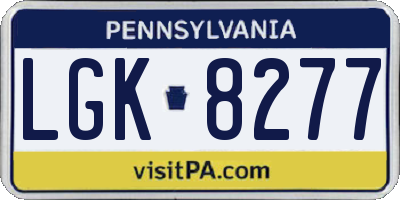 PA license plate LGK8277