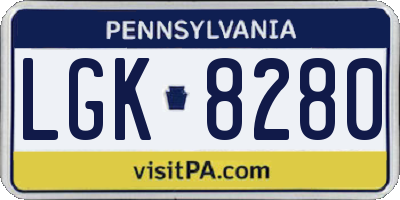 PA license plate LGK8280