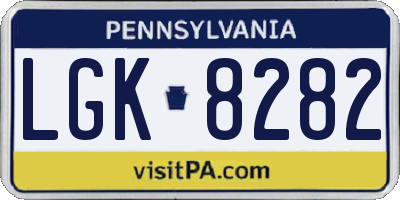 PA license plate LGK8282