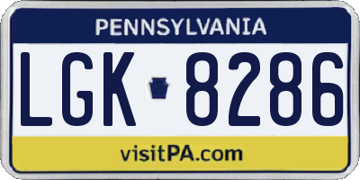 PA license plate LGK8286