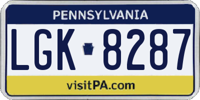 PA license plate LGK8287