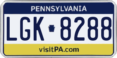 PA license plate LGK8288