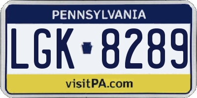PA license plate LGK8289