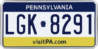 PA license plate LGK8291