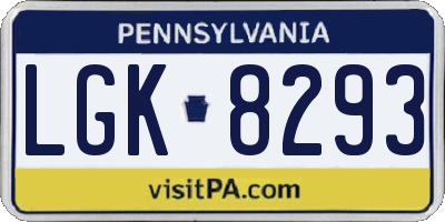 PA license plate LGK8293
