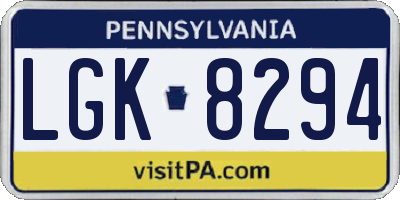 PA license plate LGK8294