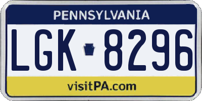 PA license plate LGK8296